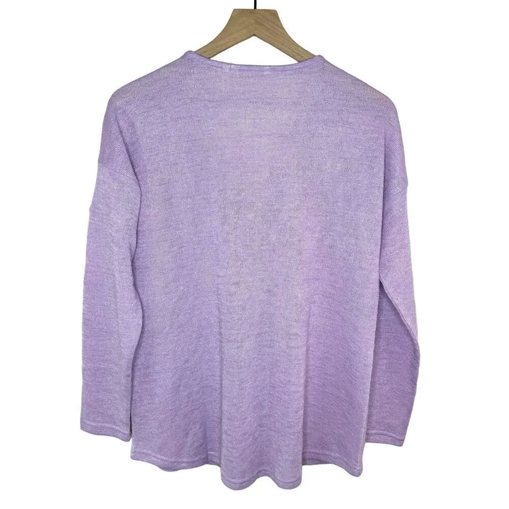 Soft Surroundings Women’s Zipper Accent Popover Lightweight Lilac Sweater Sz M